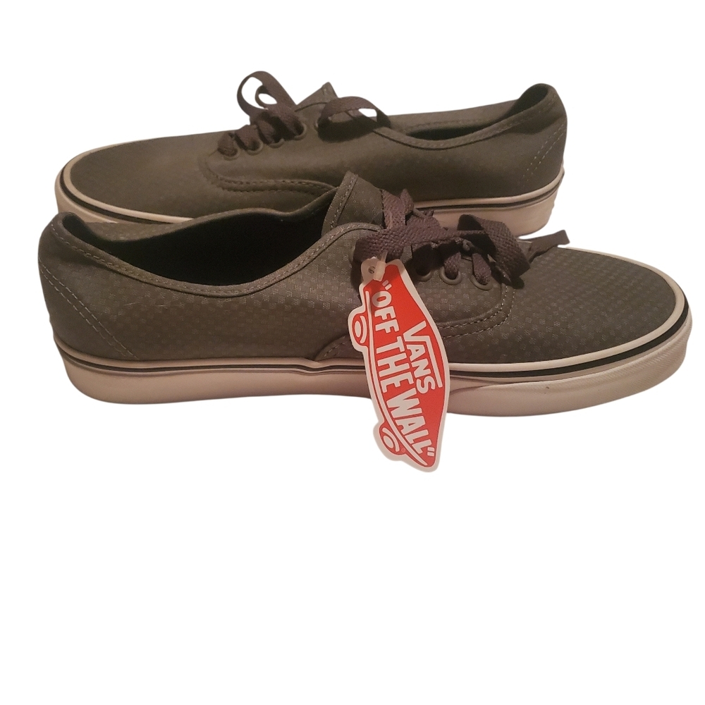 Vans Pewter Micro Check Lace-Up Sneakers Shoes